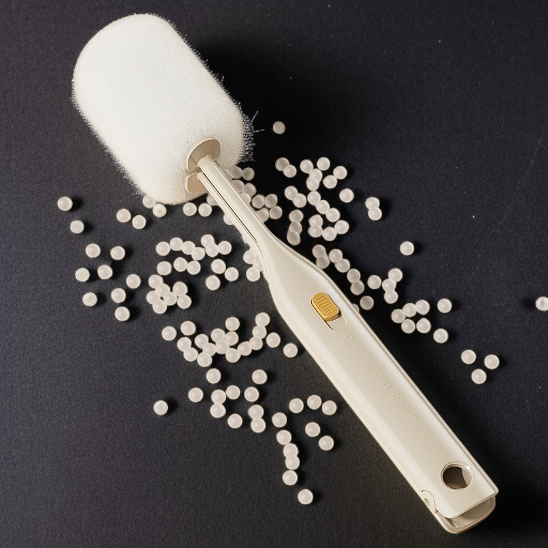 Detalle del cabezal doble del cepillo para botellas y vasos