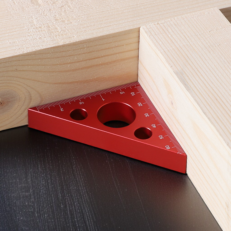 木工用具 直角三角形厚物定規 アルミニウム合金製厚型アングルゲージメトリックインペリアル高さ測定三角定規