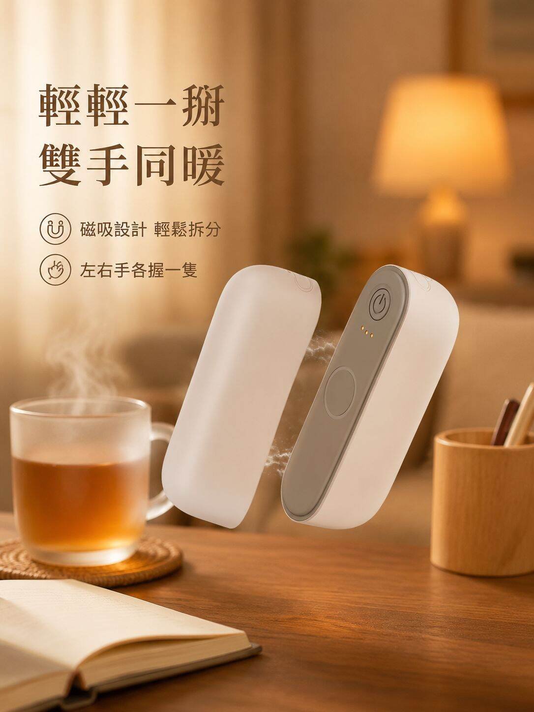 創意磁吸分離電暖手器 USB行動電源