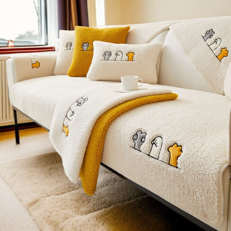 두꺼운 털 소파 패드 미끄럼 방지 스웨이드 겨울 방석 소파 매트 스웨이드 미끄럼 방지 겨울 매트