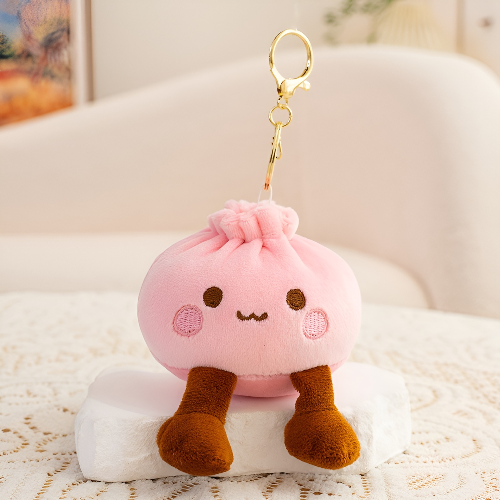Cartoon Bun Plush Keychain Toy