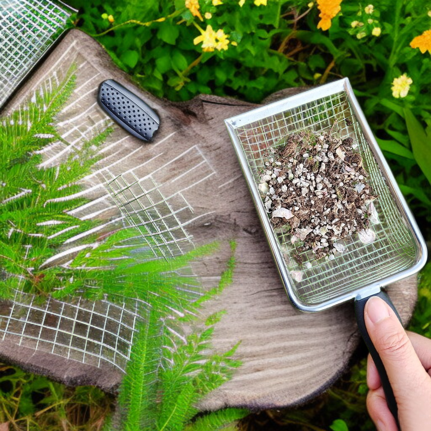 Tamiz de Suelo para Jardinería con Mango, 2 Piezas