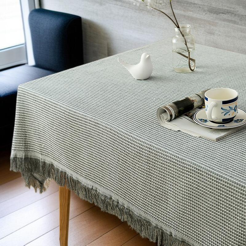 일본식 단색 코튼과 리넨 식탁보