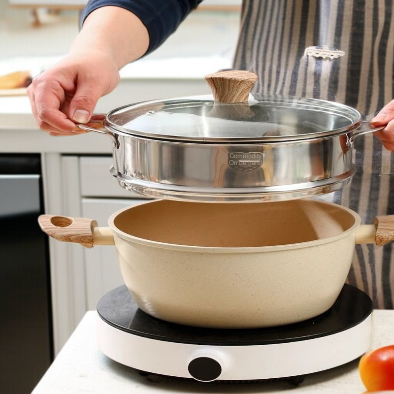 Visualization Soup Pot Even Heating Multipurpose Binaural Stew Pot Easy to Clean