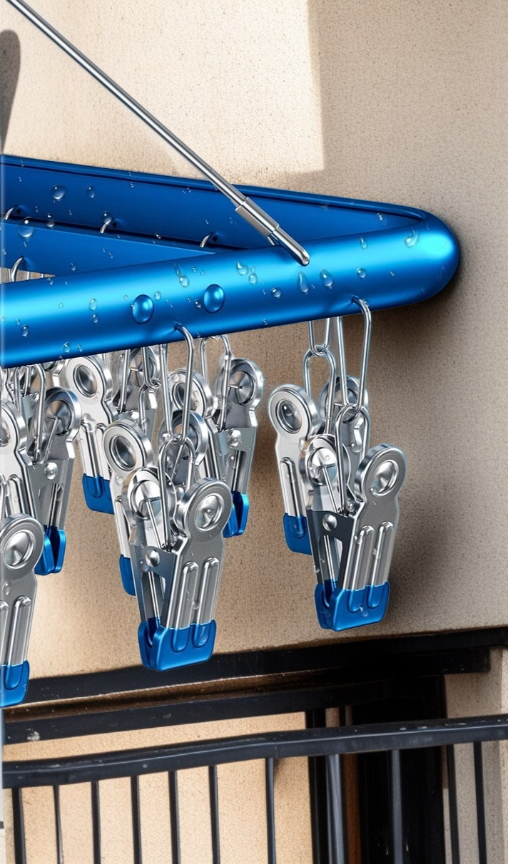 강력한 집게로 빨래를 고정하는 모습