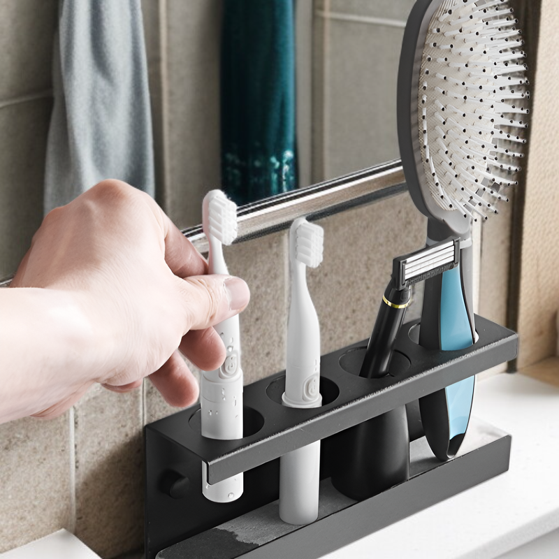 벽걸이 전동칫솔 스탠드 펀치 프리 다용도 수납 고정대