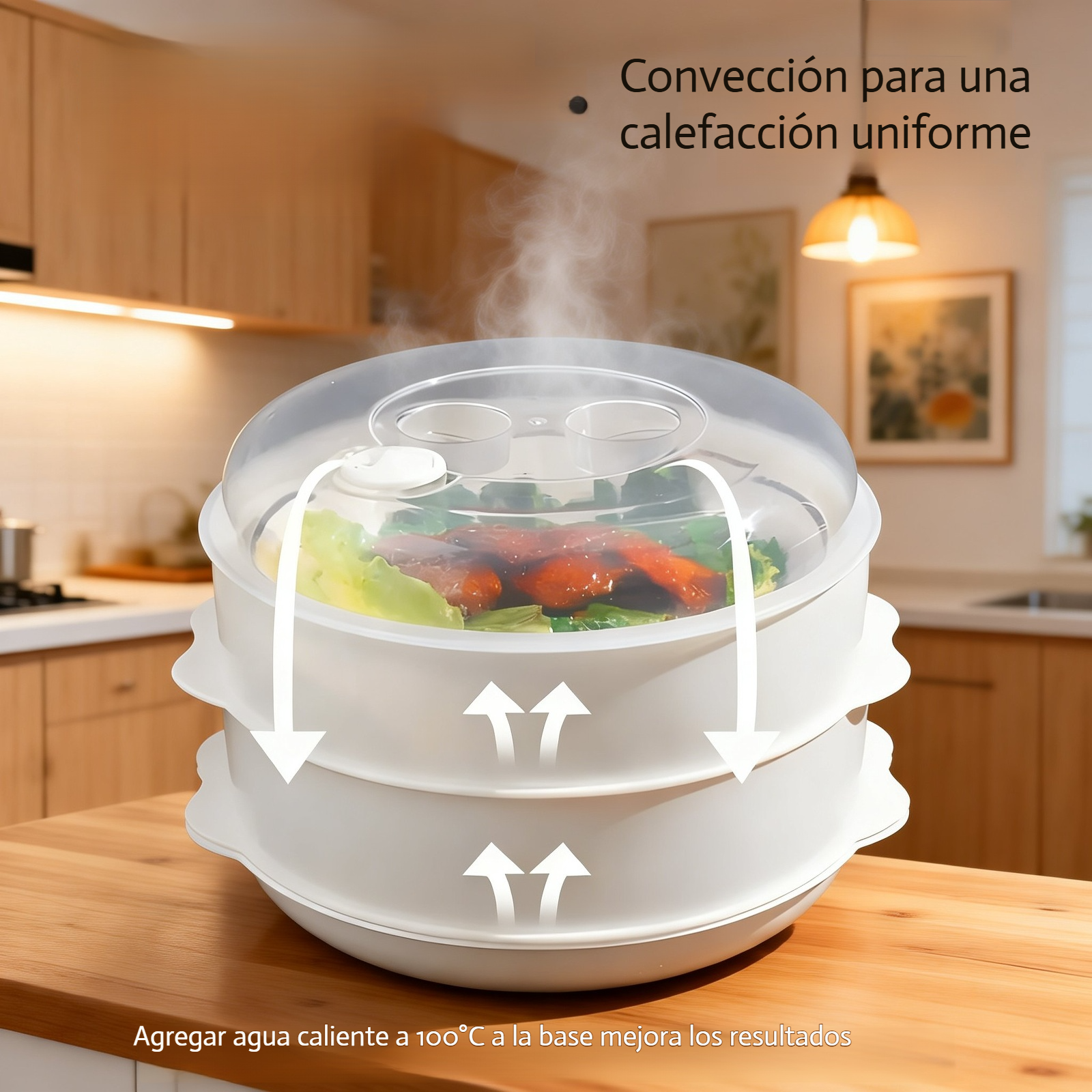 Vaporizador de plástico apilable para microondas