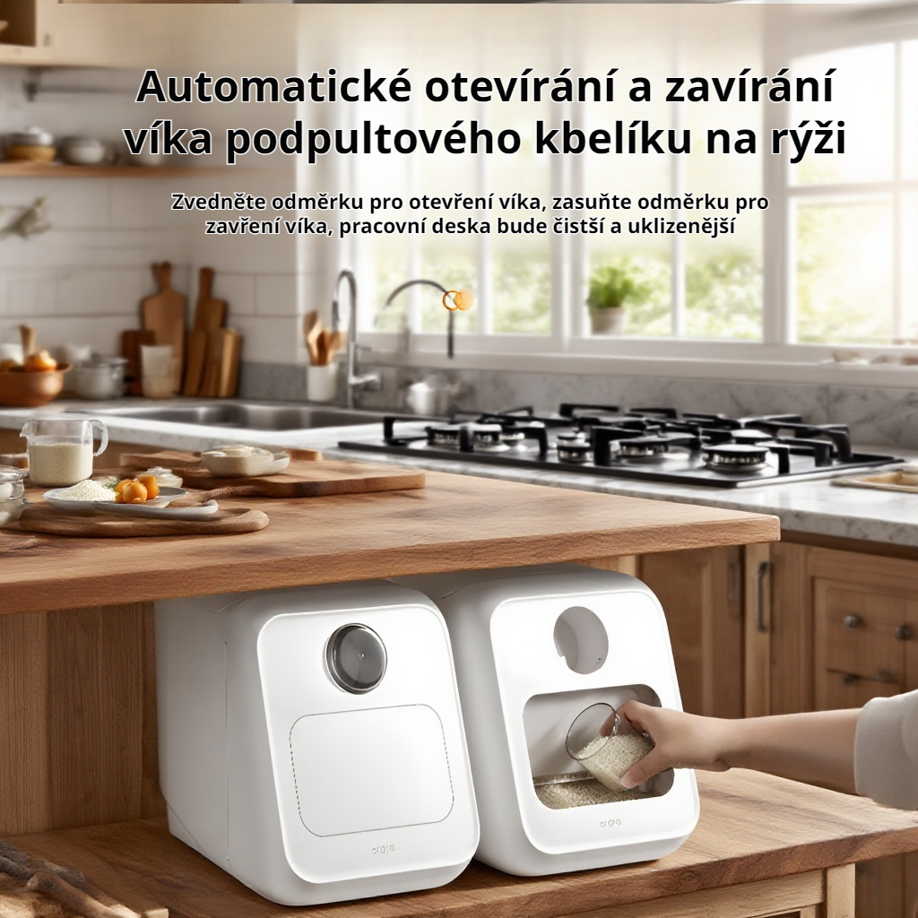 Automatický potravinářský zásobník na rýži s automatickým otevíráním a zavíráním