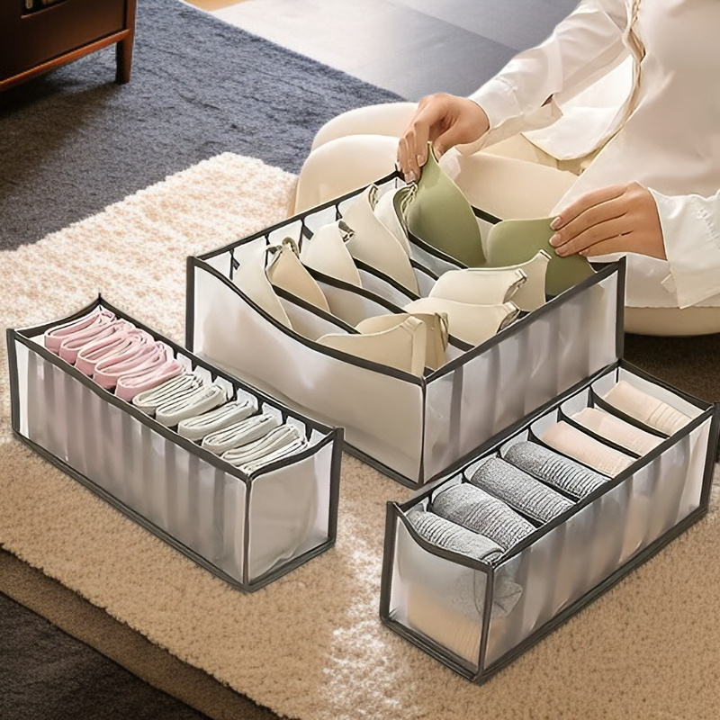 Annhua Schubladen Organizer für Unterwäsche und Socken, Formstabil, Faltbar, 3er-Set, Pink