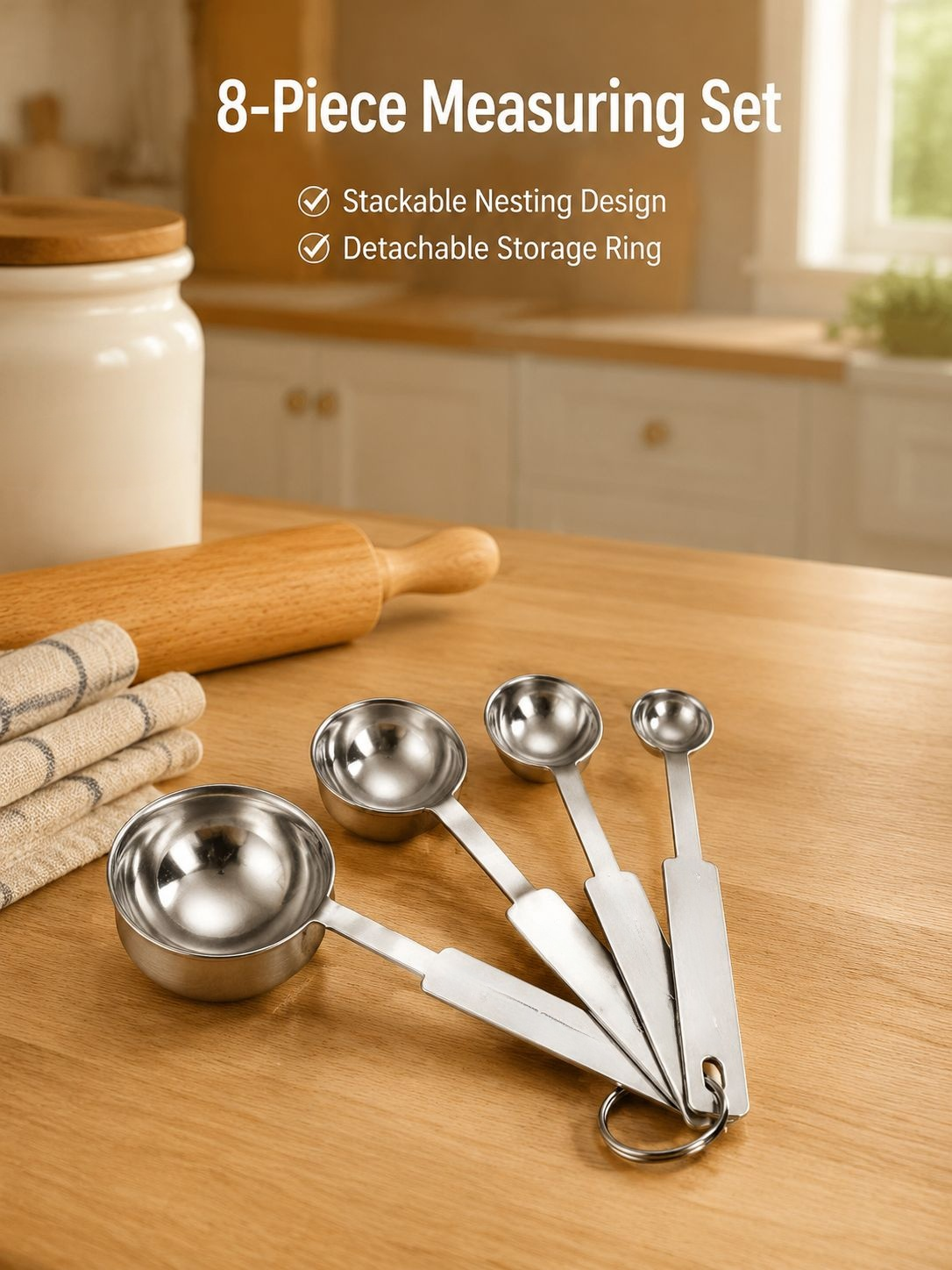 Kitchen Cooking Tea and Seasoning Powder Measuring Spoons and Cups Combo