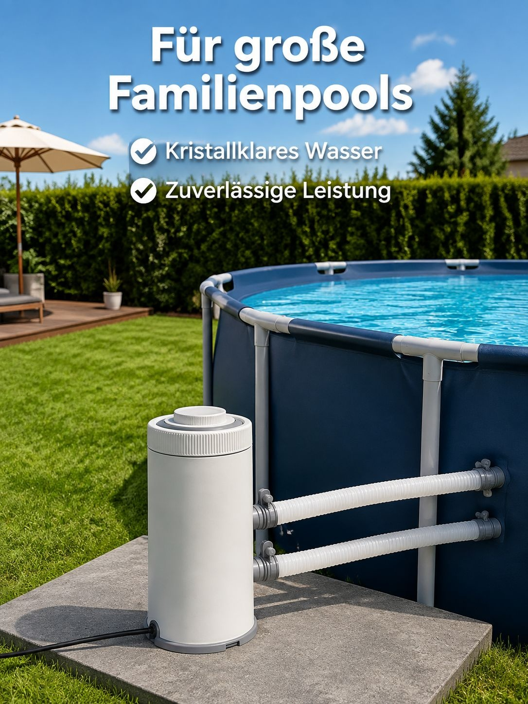 INTEX Original Umwälz-Filterpumpe für große Familienpools mit Rahmen