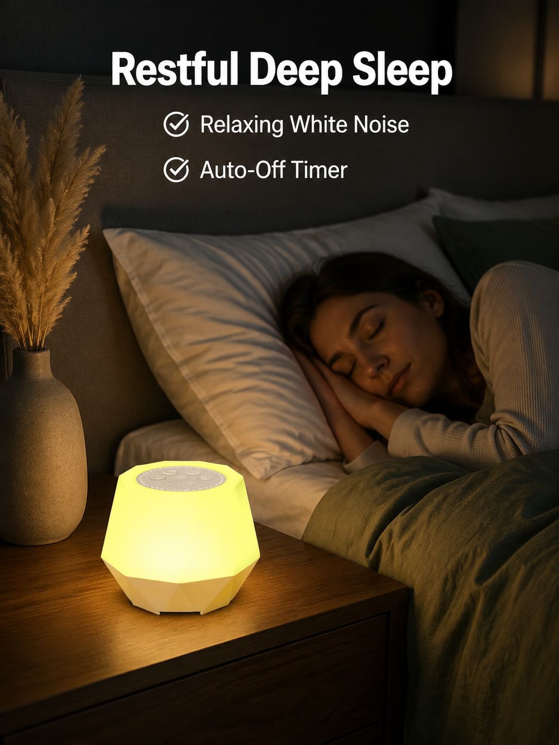 Portable Rechargeable White Noise Sleep Lamp, Timer Night Light, Nighttime Soothing Sleep Aid