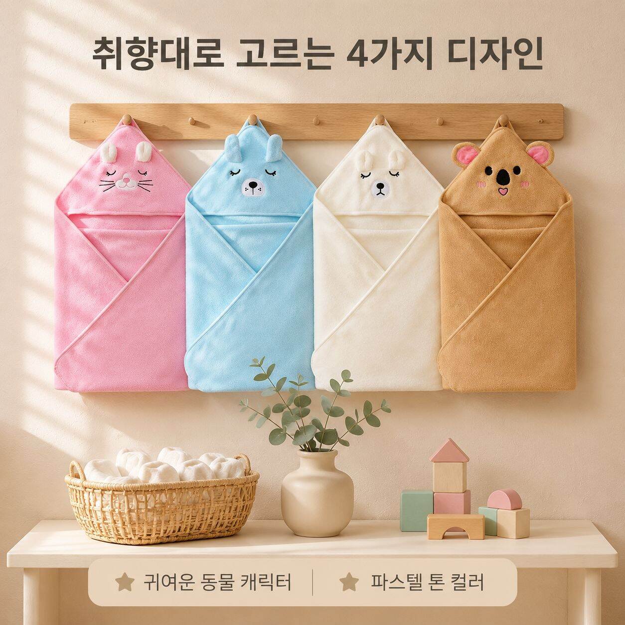부드러운 코랄플리스 아기 목욕 망토 포대기