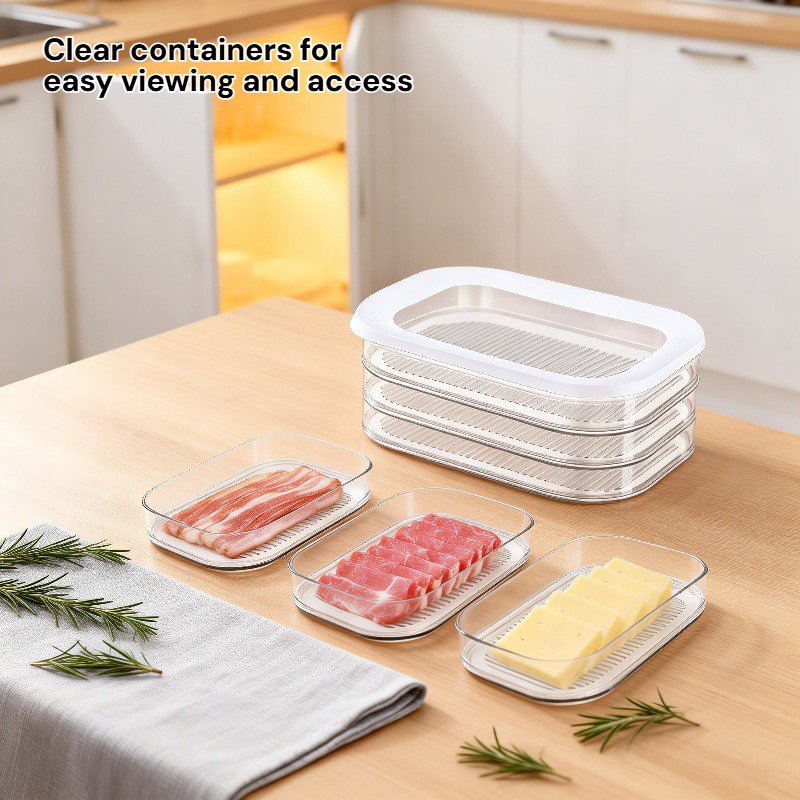 Transparent fridge organizer with separate compartments