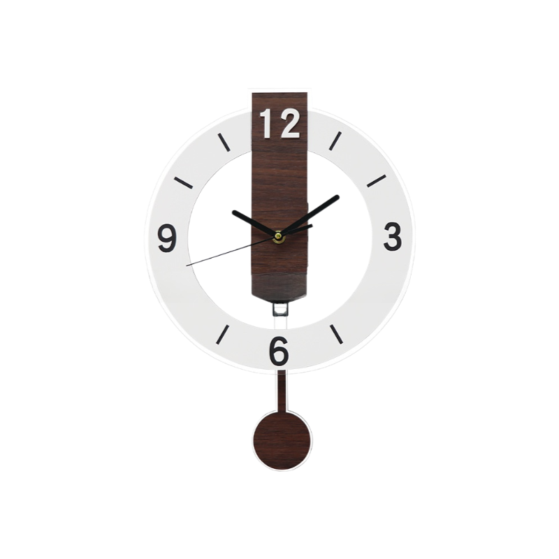 침실용 나무결 장식 벽시계