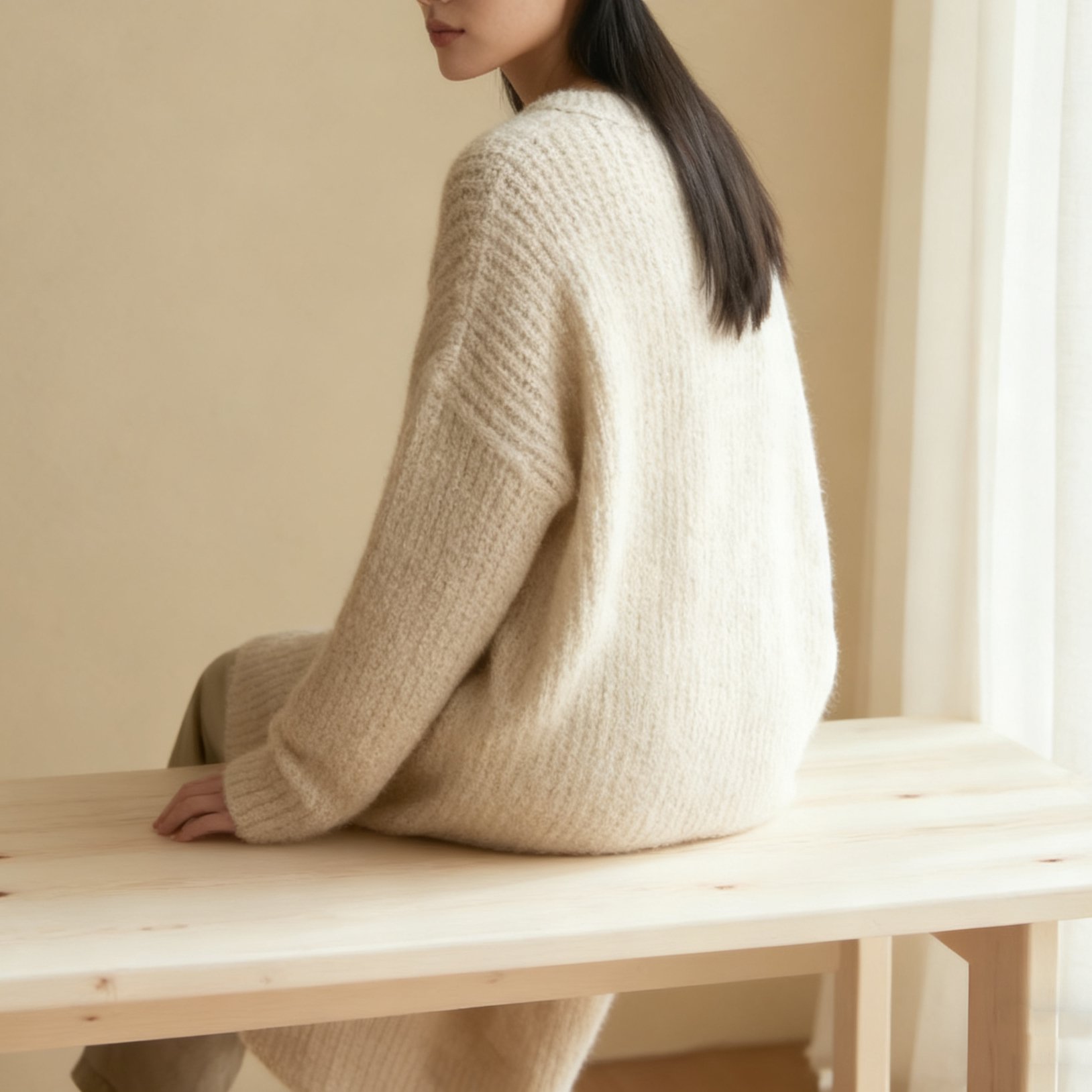 미니멀리즘 롱 니트웨어 전체 이미지