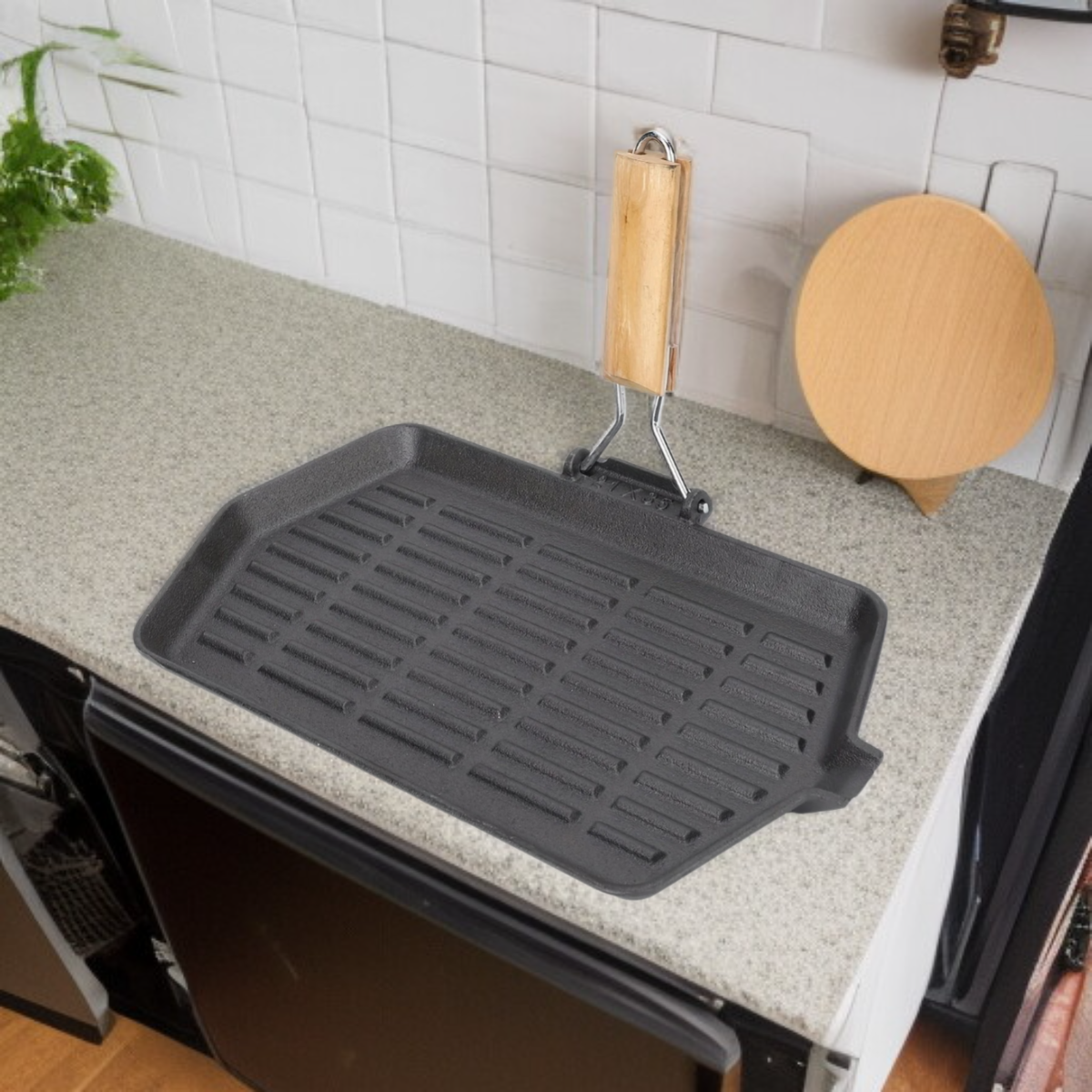 주방용 주철 그릴 팬, 스토브 상단용 철판 팬