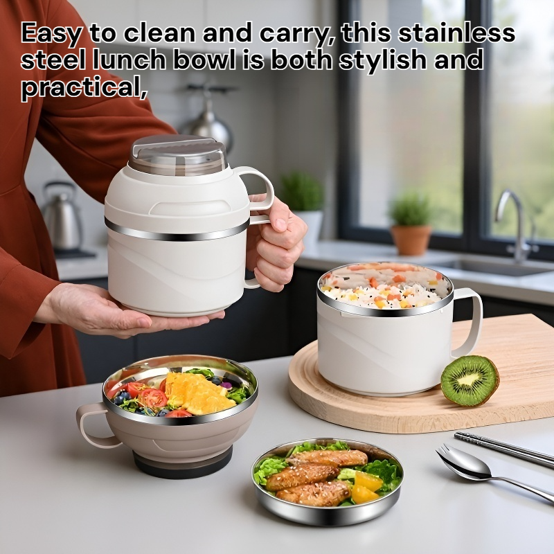  Stainless Steel Student Portable Instant Noodle Bowl Thermal Lunch Box