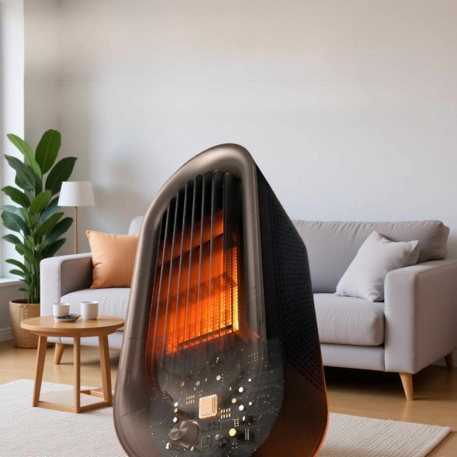 静音運転のデスクトップヒーター