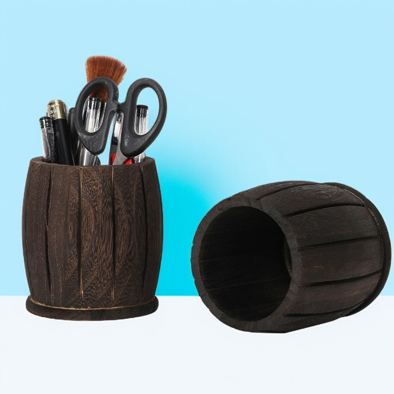 Minimalistischer Schreibtisch mit Stiftehalter aus Paulownia-Holzkohle