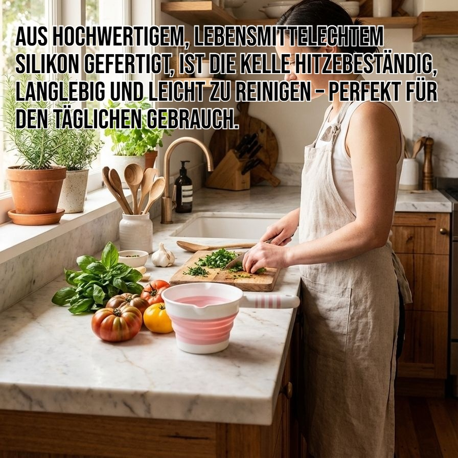 Faltbare, multifunktionale, aufhängbare Silikon-Wasserschöpfkelle