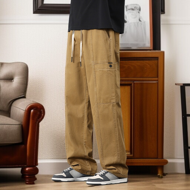 봄 하이 스트리트 아메리칸 와이드 팬츠 남자 와이드 일자 캐주얼 팬츠