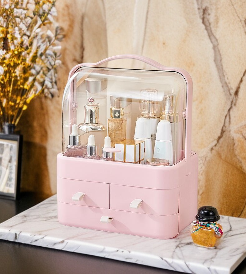 Durable and stylish cosmetic storage box for bathroom or bedroom