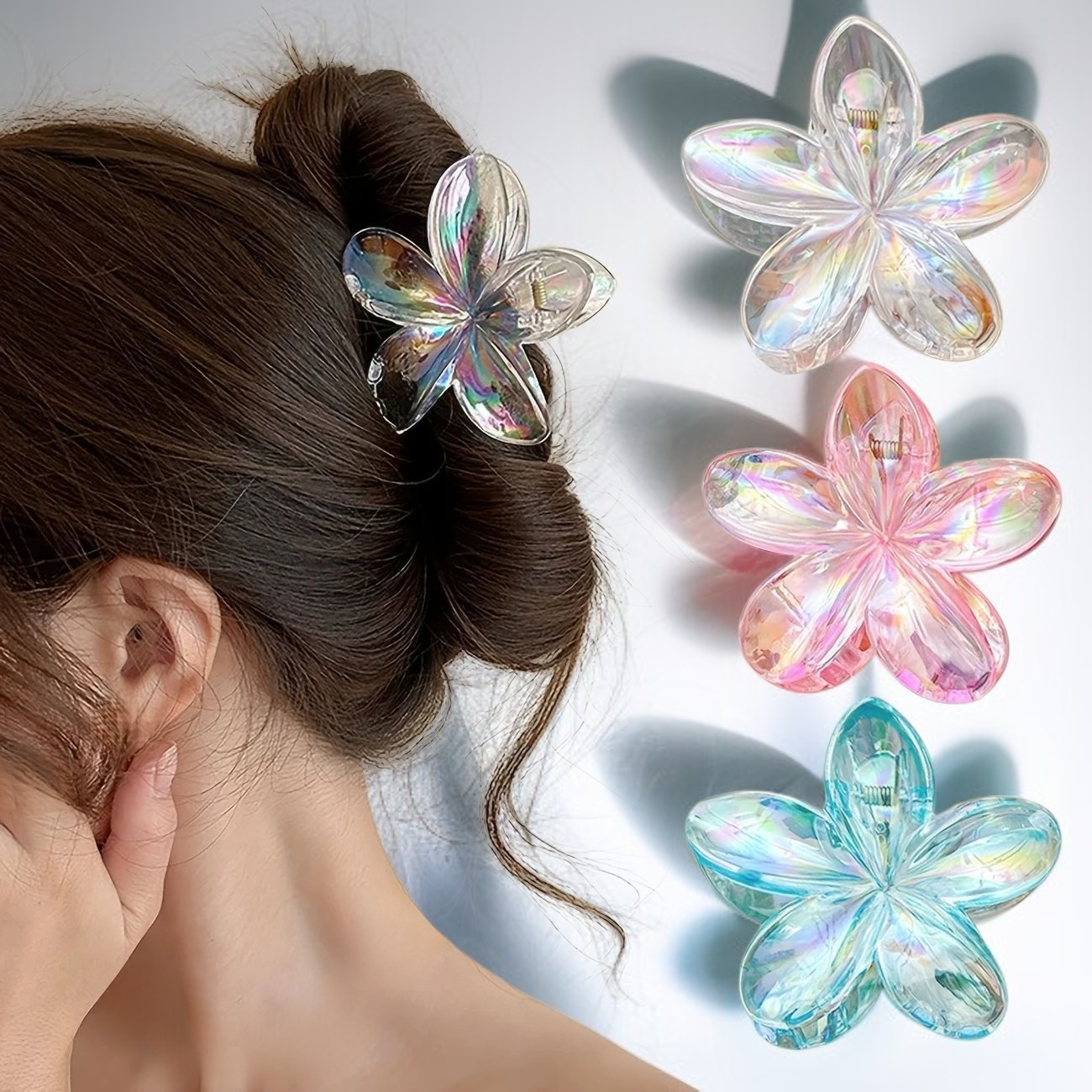 8CM透明炫彩髮夾