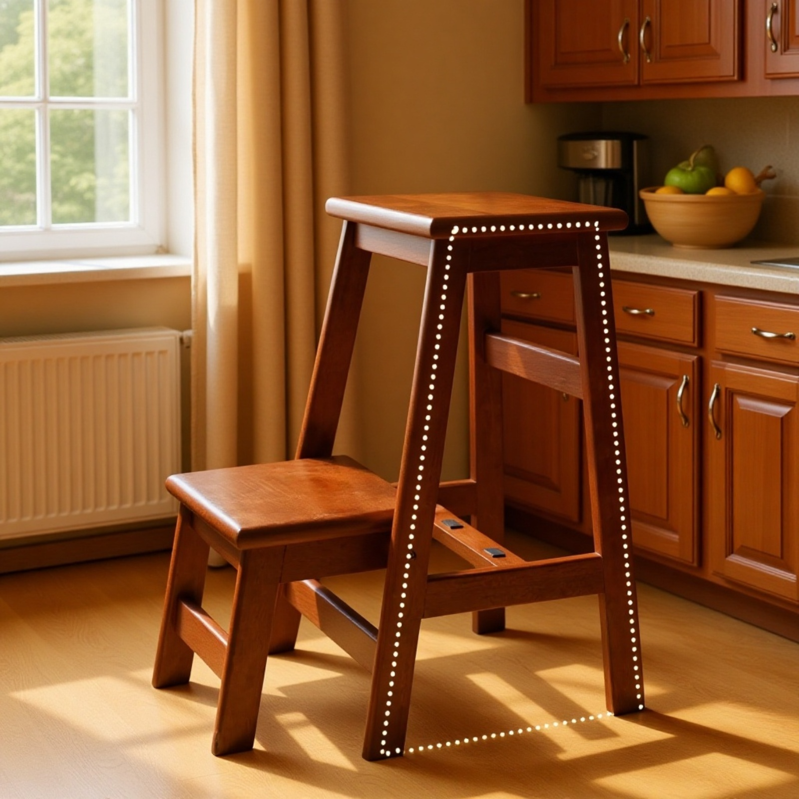 デュアル目的ラダー階段チェア 木製ベンチ