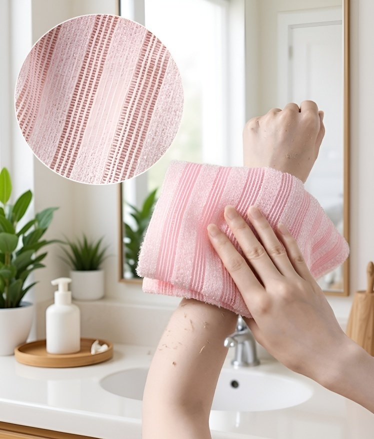 Close-up of Langes Badetuch fabric texture