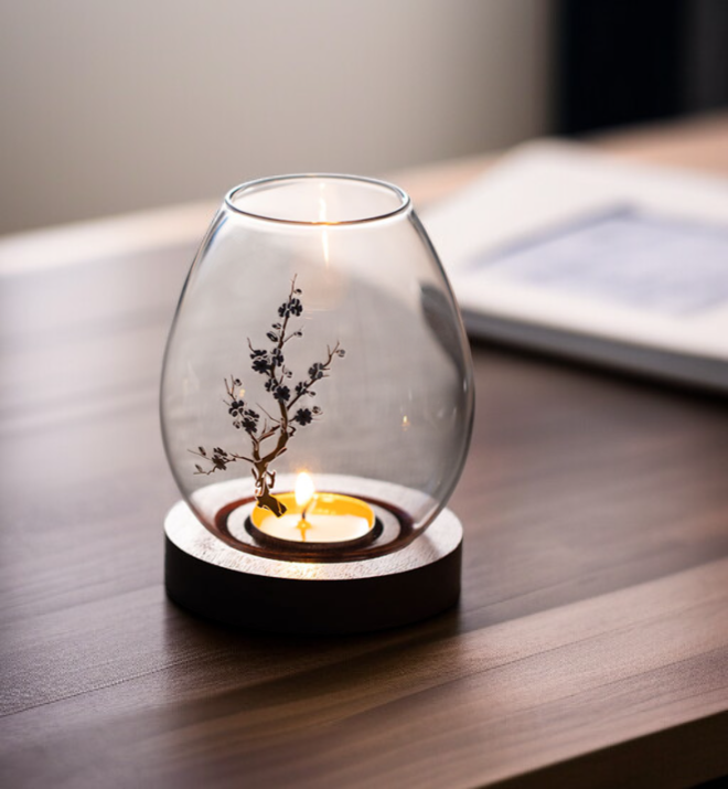 Kerzenhalter aus Glas im Wohnzimmer