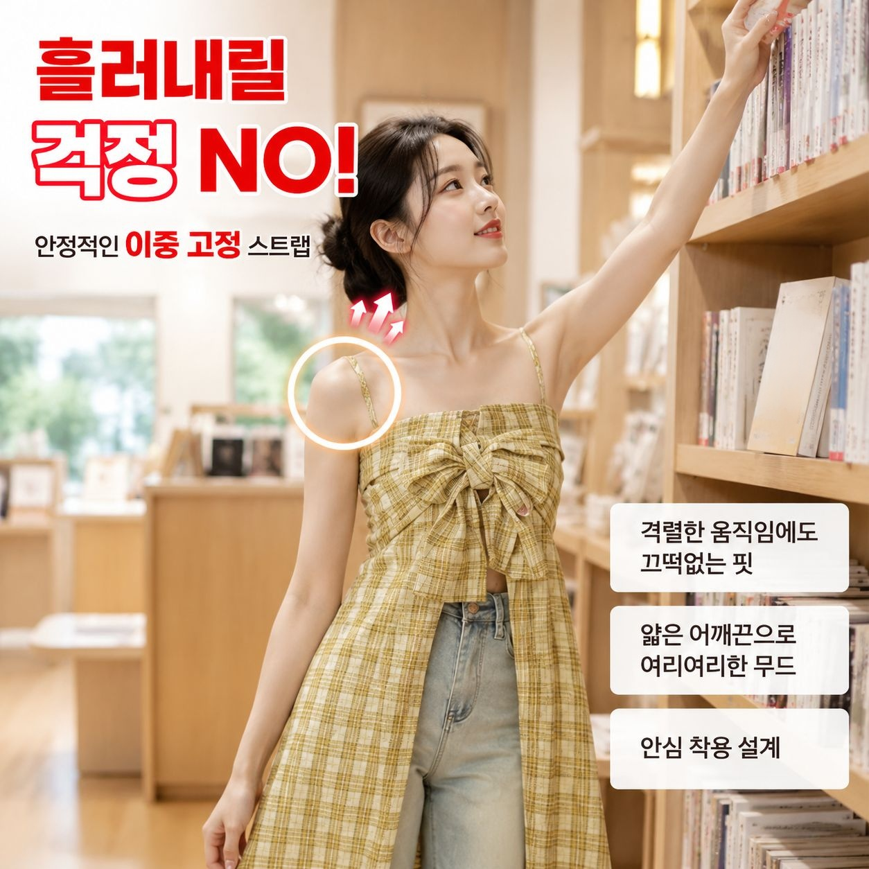 부드러운 체크 투피스 튜브톱