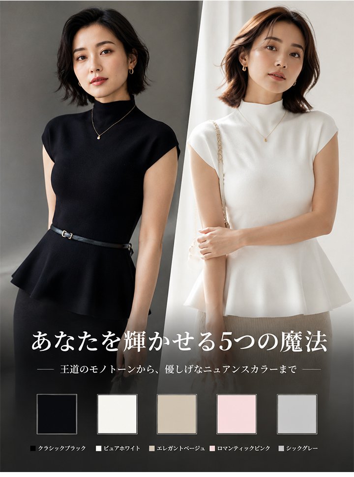 Monolly 骨格マジック・3Dペプラムニット | どんな体型も「くびれ美人」へ