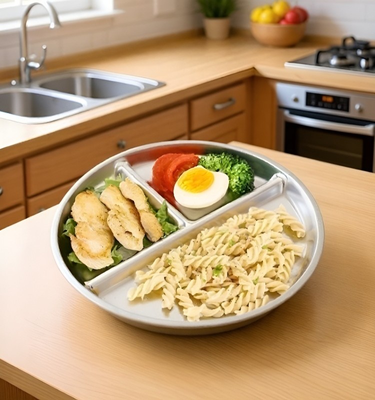 Diseño de plato circular con compartimentos