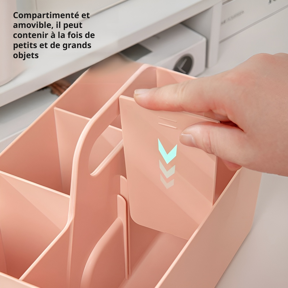 Boîte de rangement empilable avec poignée, renforcée