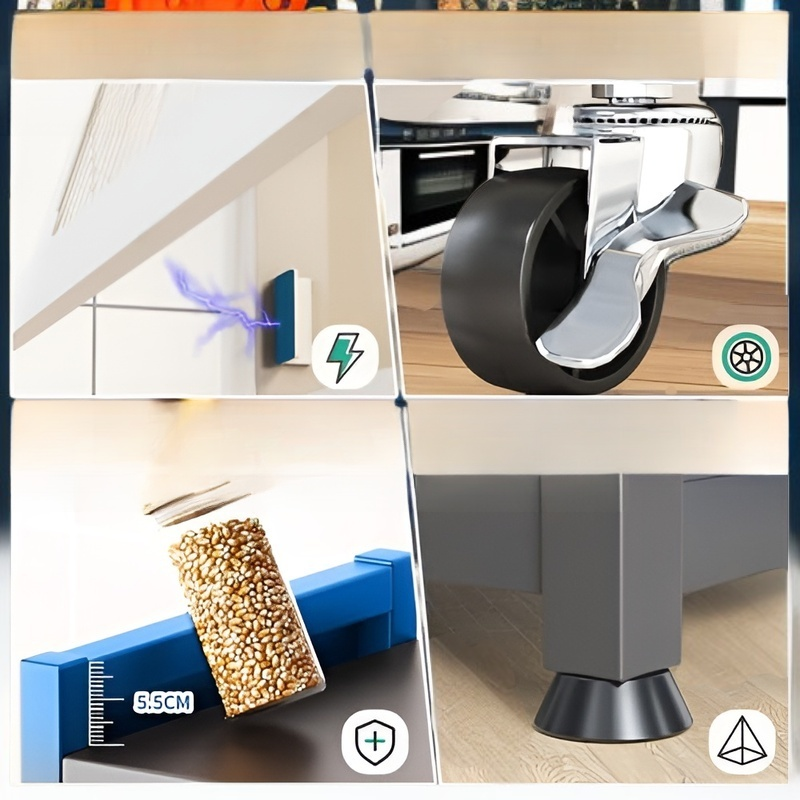 Multi-functional Kitchen Utensil Storage Cabinet with Dust-proof Door