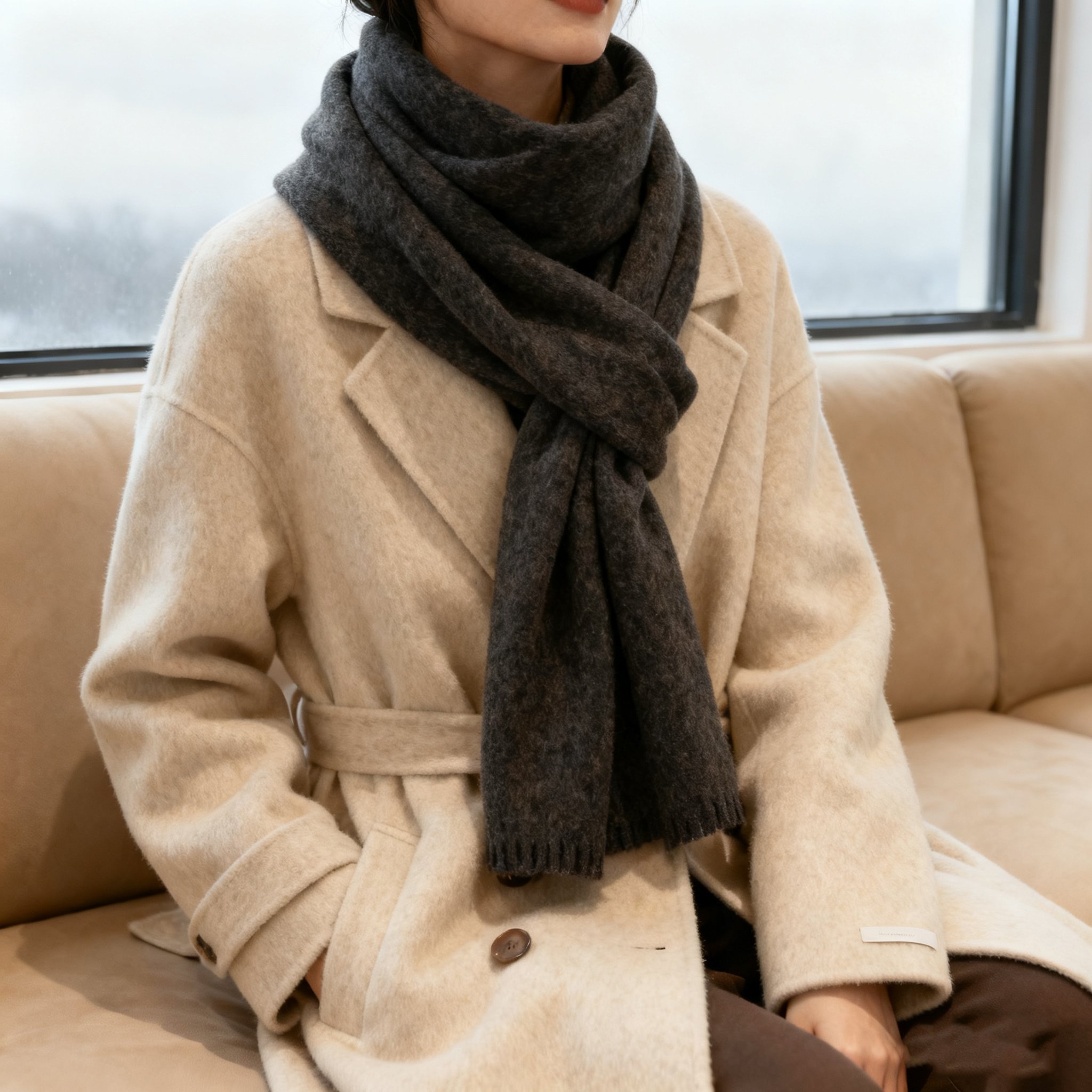 클래식 그레이 캐시미어 머플러 2개 세트