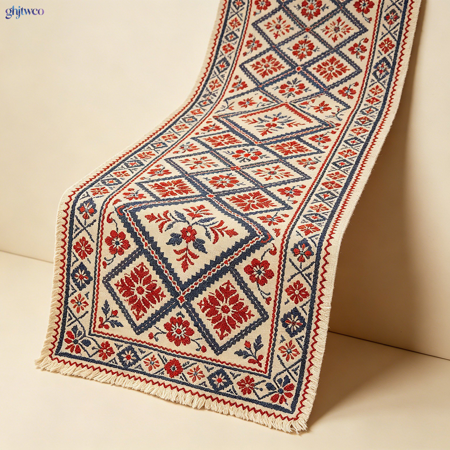 Hand-embroidered table runner