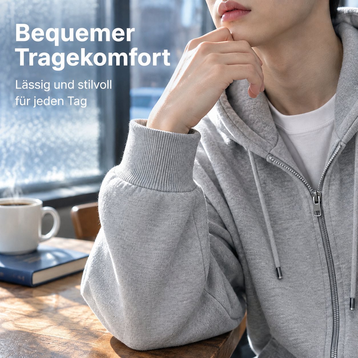 Herren Freizeit Kapuzenjacke mit Reißverschluss