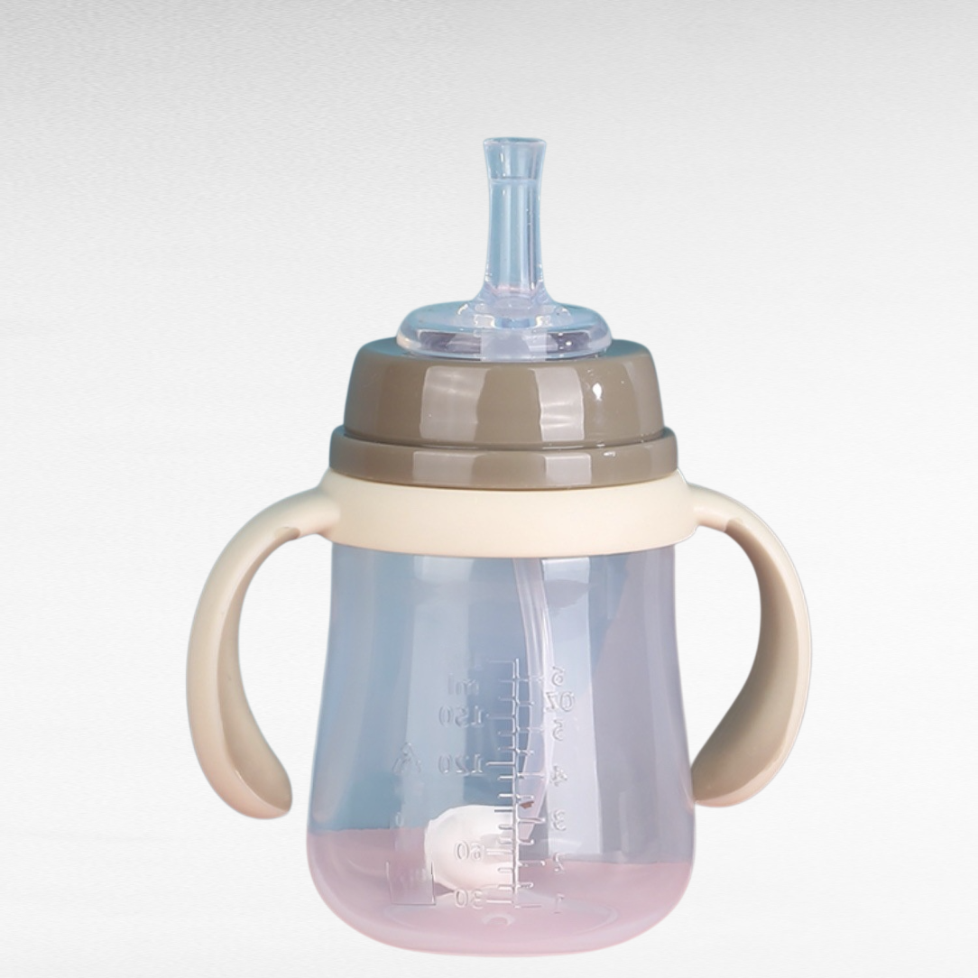 二色ハンドル広口ベビーフィーディングボトル（滑り止め設計）