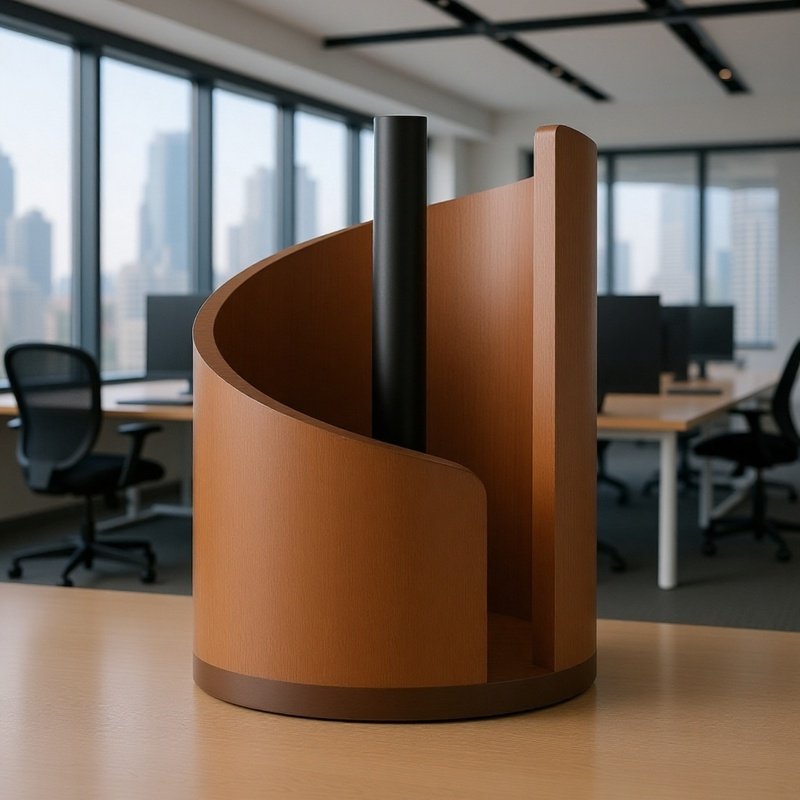 Organizador de pañuelos redondo de madera para oficina, dispensador de papel