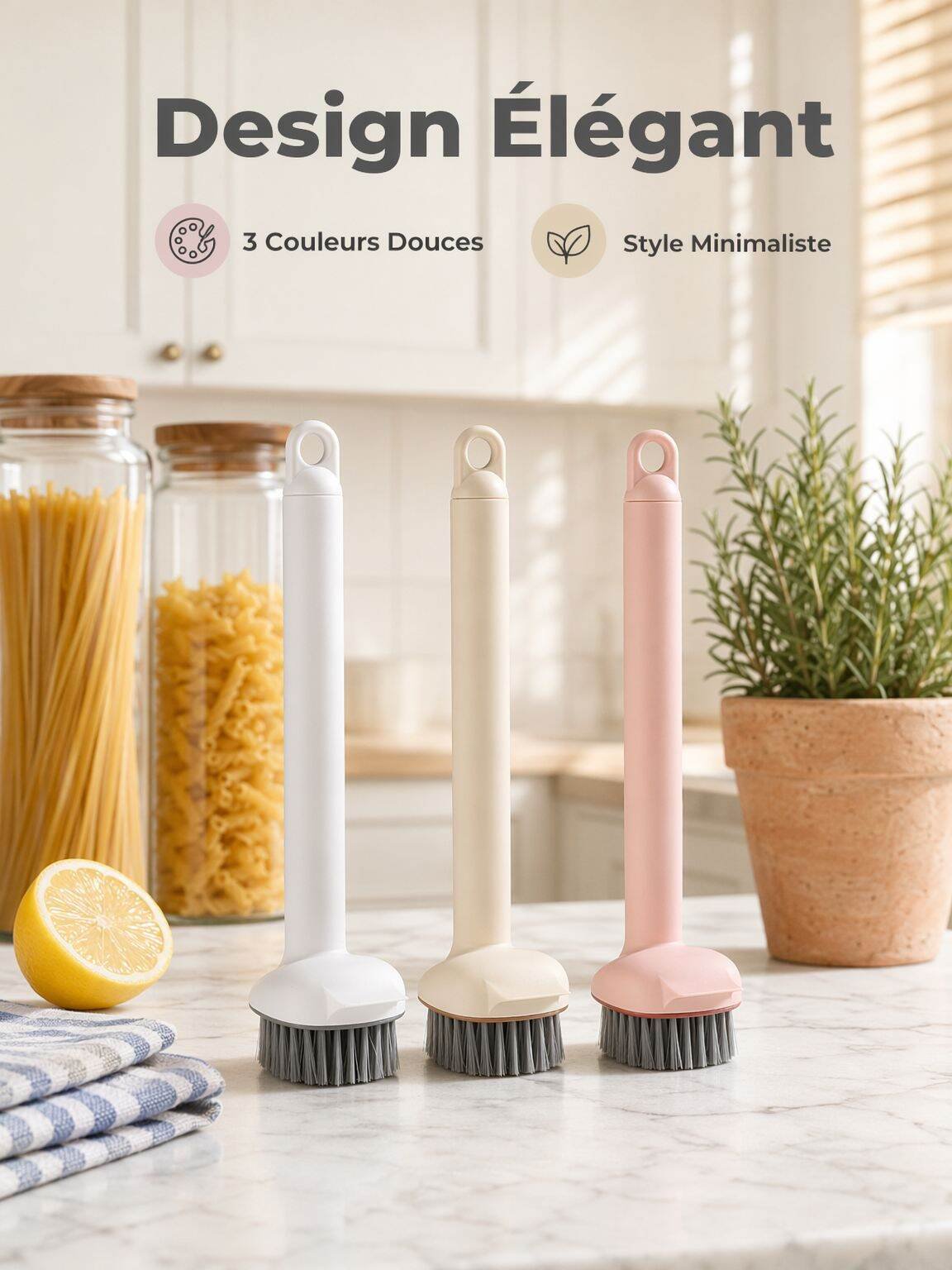 Brosse de casserole rotative 2-en-1