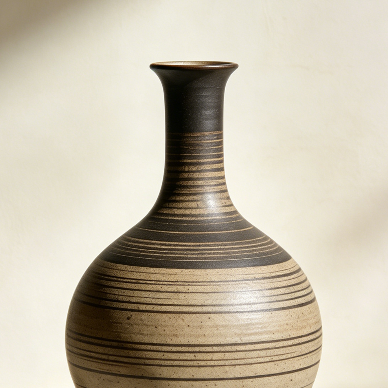 Vintage Keramik-Vasen mit schwarzen Linien (2er Set)