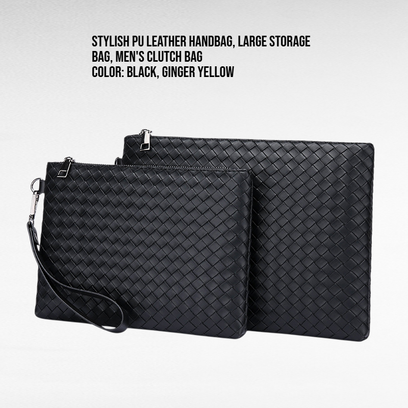 Stylish PU Leather Handbag, Large Capacity Storage Bag, Men's Clutch