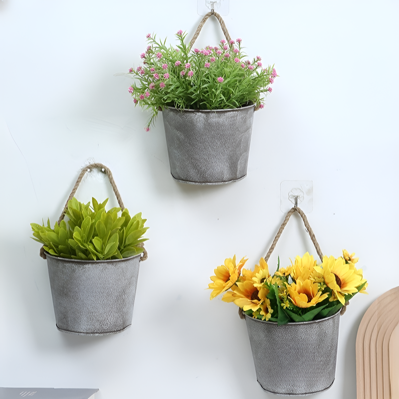 バルコニー用金属製壁掛け植木鉢