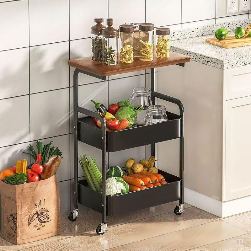 Movable rack for home bedroom living room with pulleys and table trolley simple multi-layer snack st