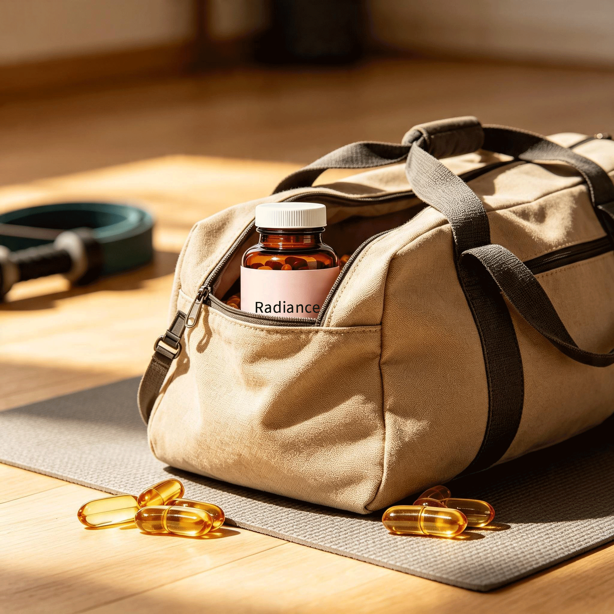 Vitamin C supplement capsules close-up