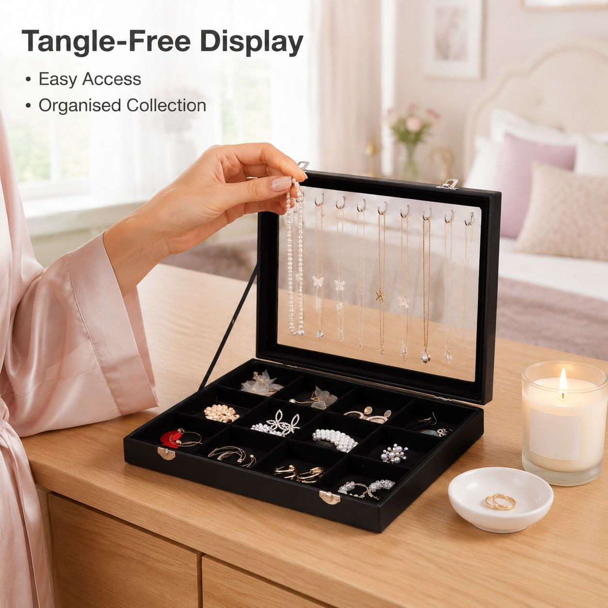 1pc Delicate Large Capacity Necklace Display Rack - Jewelry Organizer Box