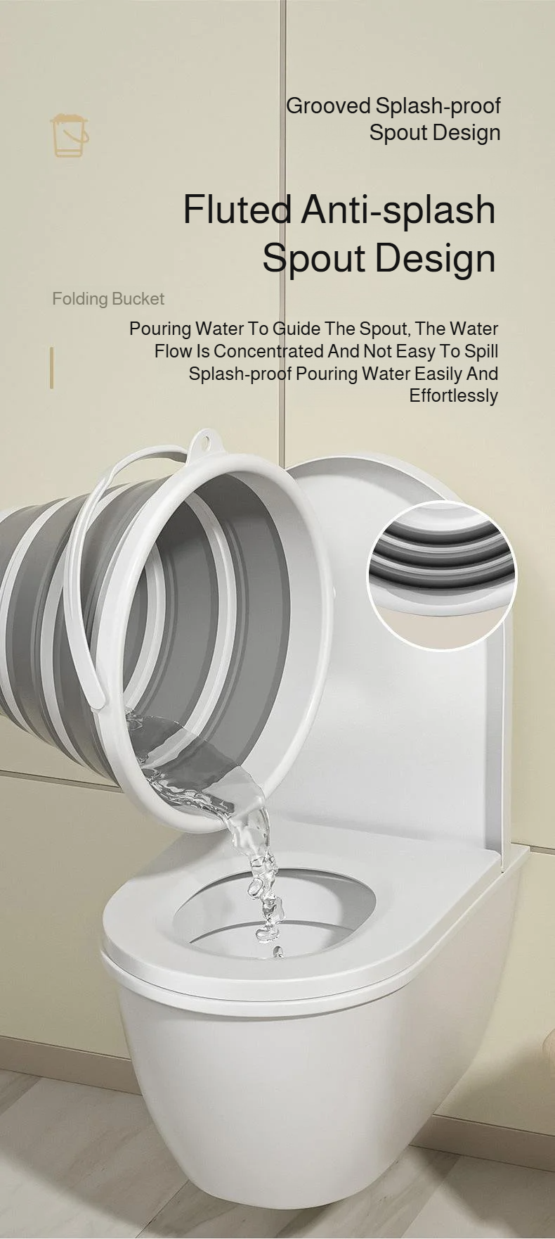 Durable and portable water storage bucket in use
