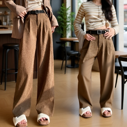 슬림핏 일자 겨울 바지 전면 착용샷